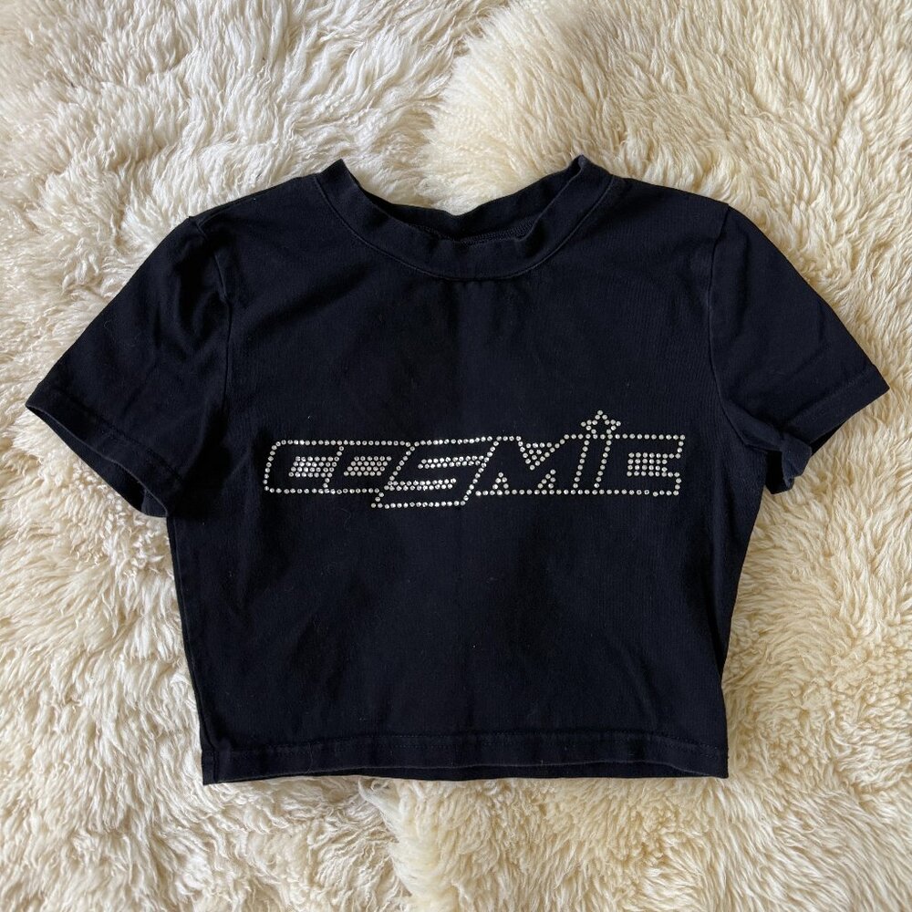 Y2K COSMIC Black Crop Top Small